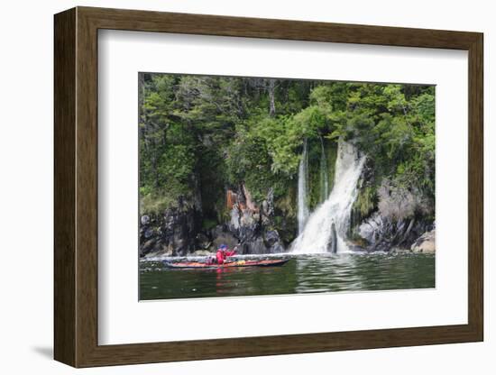 Archipelago De Los Chonos, Man Sea Kayaking, Aysen, Chile-Fredrik Norrsell-Framed Photographic Print