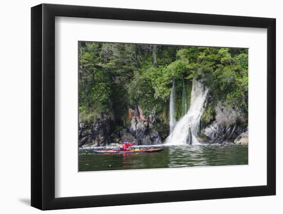 Archipelago De Los Chonos, Man Sea Kayaking, Aysen, Chile-Fredrik Norrsell-Framed Photographic Print