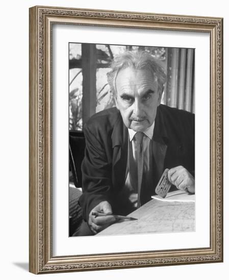 Architecht Richard Neutra, Working on His Drawing Board-Ed Clark-Framed Photographic Print