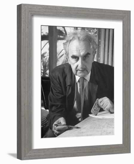 Architecht Richard Neutra, Working on His Drawing Board-Ed Clark-Framed Photographic Print