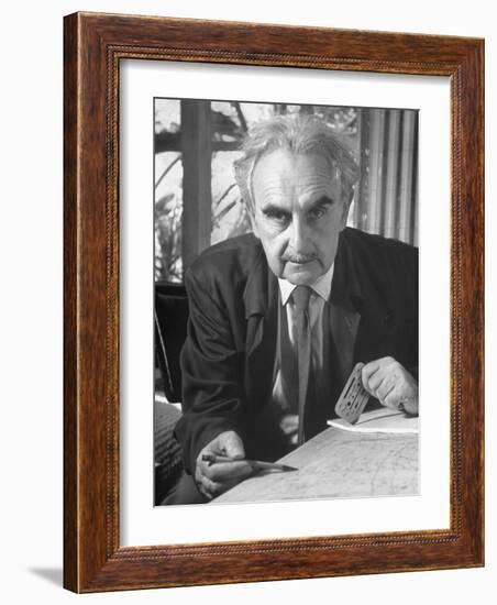 Architecht Richard Neutra, Working on His Drawing Board-Ed Clark-Framed Photographic Print