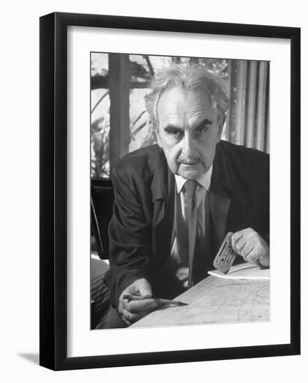 Architecht Richard Neutra, Working on His Drawing Board-Ed Clark-Framed Photographic Print