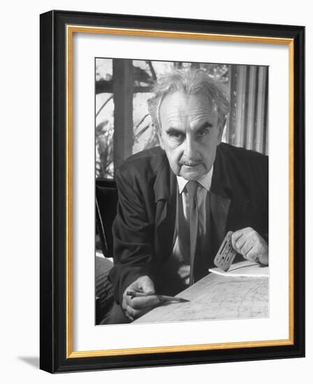 Architecht Richard Neutra, Working on His Drawing Board-Ed Clark-Framed Photographic Print