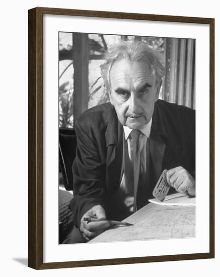 Architecht Richard Neutra, Working on His Drawing Board-Ed Clark-Framed Photographic Print
