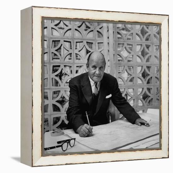 Architect Edward D. Stone Sitting in His Office-Dmitri Kessel-Framed Premier Image Canvas