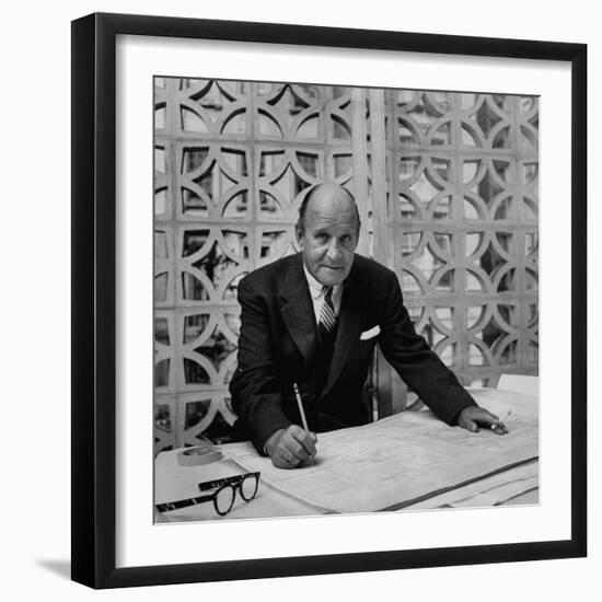 Architect Edward D. Stone Sitting in His Office-Dmitri Kessel-Framed Photographic Print