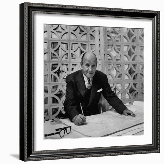 Architect Edward D. Stone Sitting in His Office-Dmitri Kessel-Framed Photographic Print