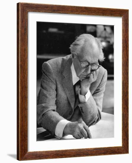 Architect Frank Lloyd Wright at Work at Taliesin-Alfred Eisenstaedt-Framed Premium Photographic Print