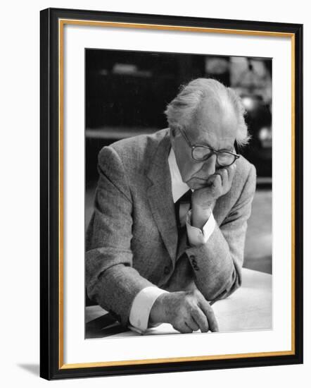 Architect Frank Lloyd Wright at Work at Taliesin-Alfred Eisenstaedt-Framed Premium Photographic Print
