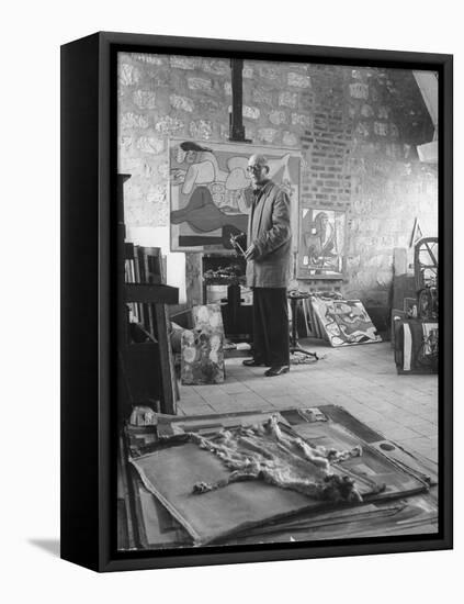 Architect Le Corbusier Working-null-Framed Premier Image Canvas