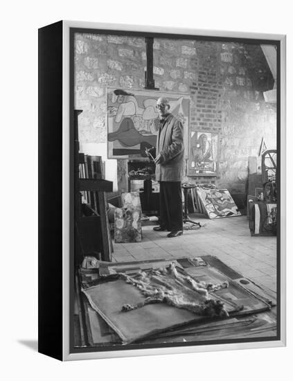 Architect Le Corbusier Working-null-Framed Premier Image Canvas