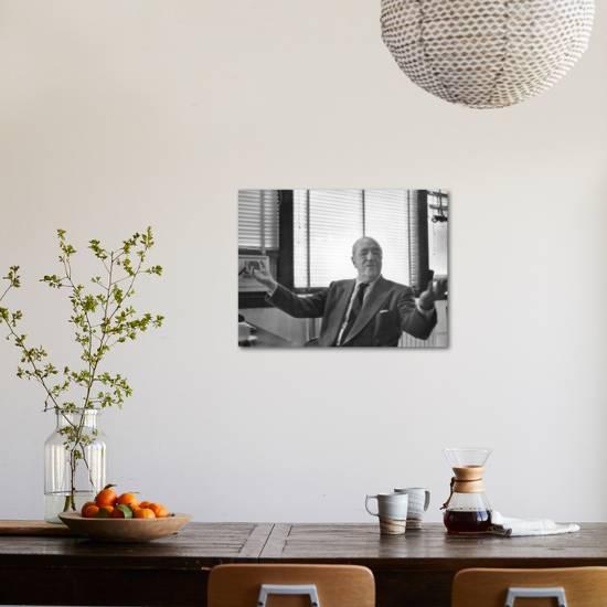 Architect Mies Van Der Rohe Expressing Feelings At His Desk