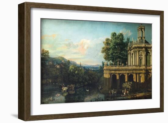 Architectural Capriccio with a Palace, C. 1766-Bernardo Bellotto-Framed Giclee Print