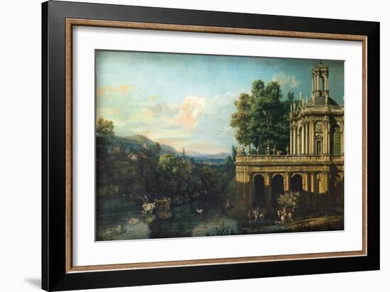 Architectural Capriccio with a Palace, C. 1766-Bernardo Bellotto-Framed Giclee Print