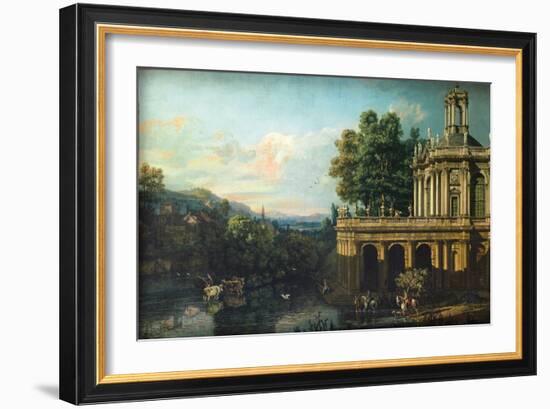 Architectural Capriccio with a Palace, C. 1766-Bernardo Bellotto-Framed Giclee Print