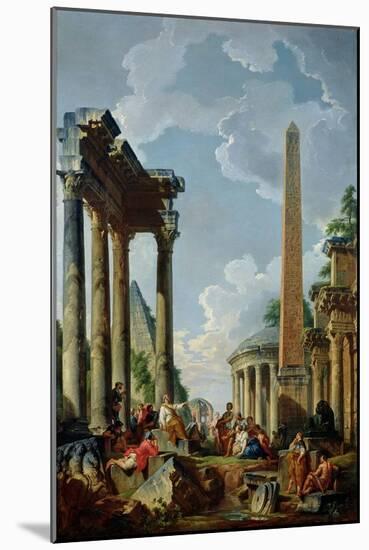 Architectural Capriccio with a Preacher in the Ruins, c.1745-Giovanni Paolo Pannini-Mounted Giclee Print