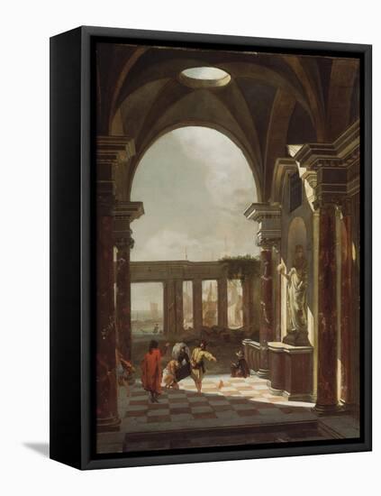 Architectural Capriccio with Oriental Figures-Jan Baptist Weenix-Framed Premier Image Canvas