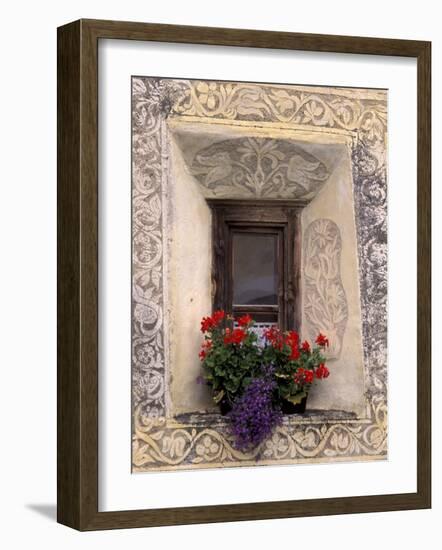 Architectural Detail and House Window, Guarda, Switzerland-Gavriel Jecan-Framed Photographic Print