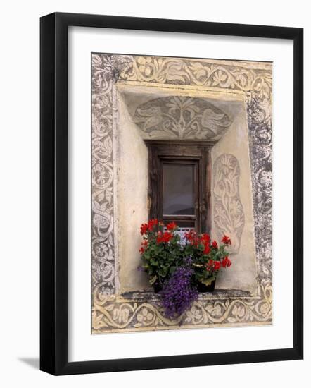 Architectural Detail and House Window, Guarda, Switzerland-Gavriel Jecan-Framed Photographic Print