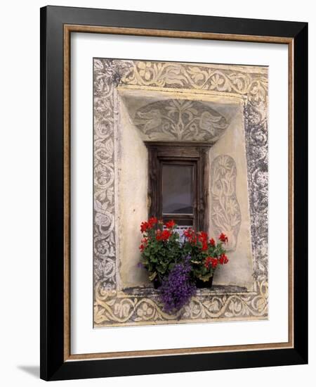 Architectural Detail and House Window, Guarda, Switzerland-Gavriel Jecan-Framed Photographic Print