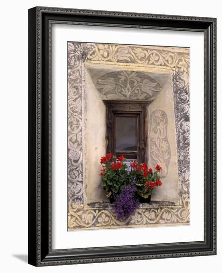 Architectural Detail and House Window, Guarda, Switzerland-Gavriel Jecan-Framed Photographic Print