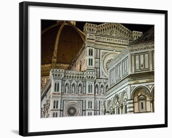Architectural Detail of a Cathedral at Night, Duomo Santa Maria Del Fiore, Florence, Tuscany, Italy-null-Framed Photographic Print