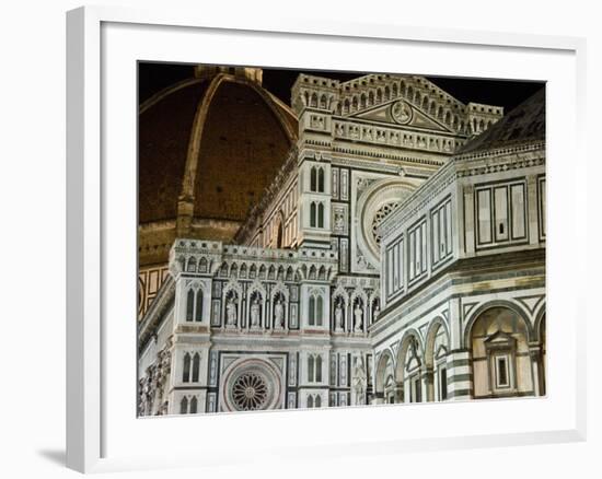 Architectural Detail of a Cathedral at Night, Duomo Santa Maria Del Fiore, Florence, Tuscany, Italy-null-Framed Photographic Print