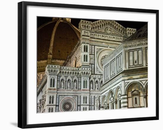 Architectural Detail of a Cathedral at Night, Duomo Santa Maria Del Fiore, Florence, Tuscany, Italy-null-Framed Photographic Print