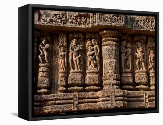 Architectural Detail of Erotic Stone Carvings in a Temple, Sun Temple, Konark, Orissa, India-null-Framed Premier Image Canvas