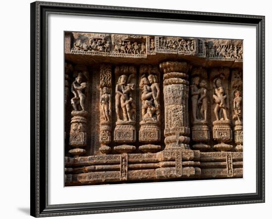 Architectural Detail of Erotic Stone Carvings in a Temple, Sun Temple, Konark, Orissa, India-null-Framed Photographic Print