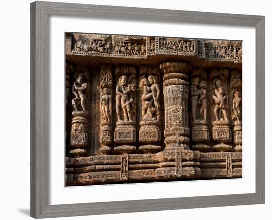 Architectural Detail of Erotic Stone Carvings in a Temple, Sun Temple, Konark, Orissa, India-null-Framed Photographic Print