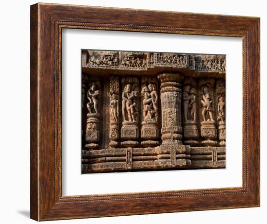 Architectural Detail of Erotic Stone Carvings in a Temple, Sun Temple, Konark, Orissa, India-null-Framed Photographic Print