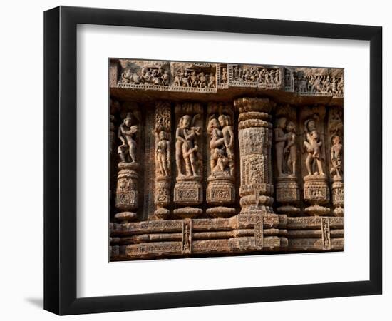 Architectural Detail of Erotic Stone Carvings in a Temple, Sun Temple, Konark, Orissa, India-null-Framed Photographic Print