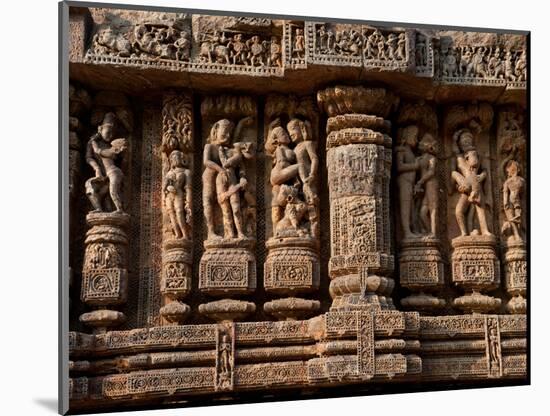 Architectural Detail of Erotic Stone Carvings in a Temple, Sun Temple, Konark, Orissa, India-null-Mounted Photographic Print