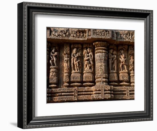 Architectural Detail of Erotic Stone Carvings in a Temple, Sun Temple, Konark, Orissa, India-null-Framed Photographic Print