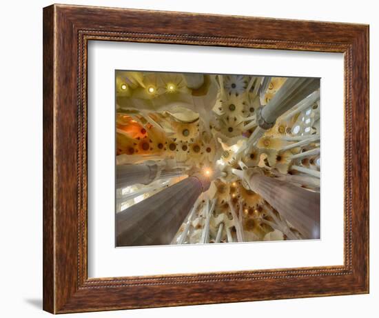 Architectural detail of Sagrada Familia ceiling, Barcelona, Catalonia, Spain-null-Framed Photographic Print