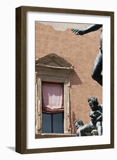 Architectural Detail of Statue Nettuno-Julian Castle-Framed Photo