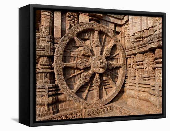 Architectural Detail of Stone Carved Chariot Wheel in the Temple, Sun Temple, Konark, Orissa, India-null-Framed Premier Image Canvas