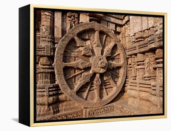 Architectural Detail of Stone Carved Chariot Wheel in the Temple, Sun Temple, Konark, Orissa, India-null-Framed Premier Image Canvas