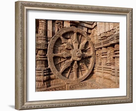 Architectural Detail of Stone Carved Chariot Wheel in the Temple, Sun Temple, Konark, Orissa, India-null-Framed Photographic Print