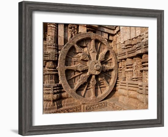 Architectural Detail of Stone Carved Chariot Wheel in the Temple, Sun Temple, Konark, Orissa, India-null-Framed Photographic Print