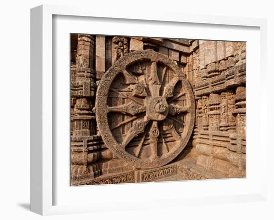 Architectural Detail of Stone Carved Chariot Wheel in the Temple, Sun Temple, Konark, Orissa, India-null-Framed Photographic Print