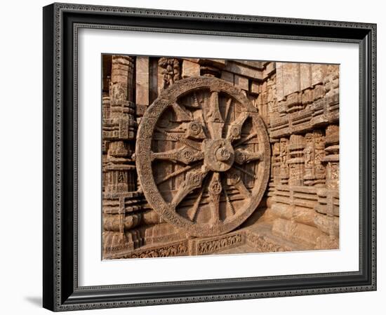 Architectural Detail of Stone Carved Chariot Wheel in the Temple, Sun Temple, Konark, Orissa, India-null-Framed Photographic Print