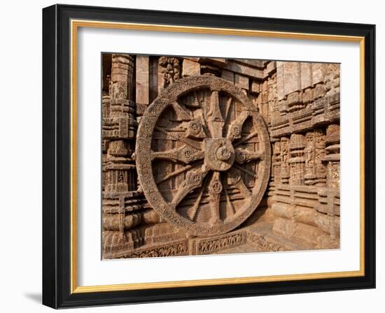 Architectural Detail of Stone Carved Chariot Wheel in the Temple, Sun Temple, Konark, Orissa, India-null-Framed Photographic Print