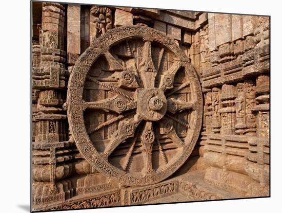 Architectural Detail of Stone Carved Chariot Wheel in the Temple, Sun Temple, Konark, Orissa, India-null-Mounted Photographic Print