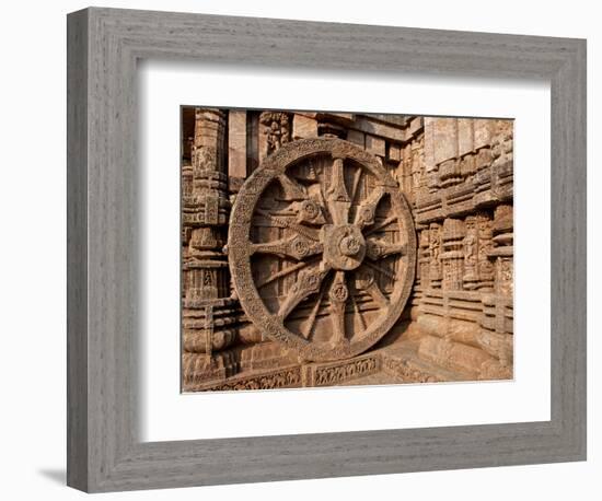 Architectural Detail of Stone Carved Chariot Wheel in the Temple, Sun Temple, Konark, Orissa, India-null-Framed Photographic Print