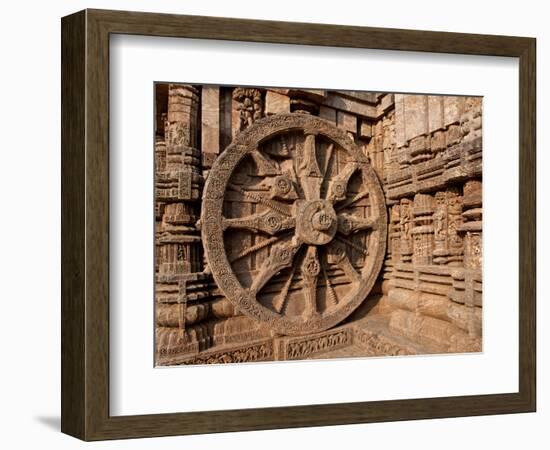 Architectural Detail of Stone Carved Chariot Wheel in the Temple, Sun Temple, Konark, Orissa, India-null-Framed Photographic Print