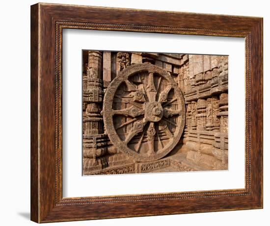 Architectural Detail of Stone Carved Chariot Wheel in the Temple, Sun Temple, Konark, Orissa, India-null-Framed Photographic Print