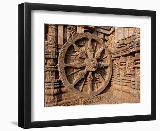 Architectural Detail of Stone Carved Chariot Wheel in the Temple, Sun Temple, Konark, Orissa, India-null-Framed Photographic Print