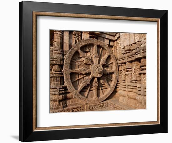 Architectural Detail of Stone Carved Chariot Wheel in the Temple, Sun Temple, Konark, Orissa, India-null-Framed Photographic Print